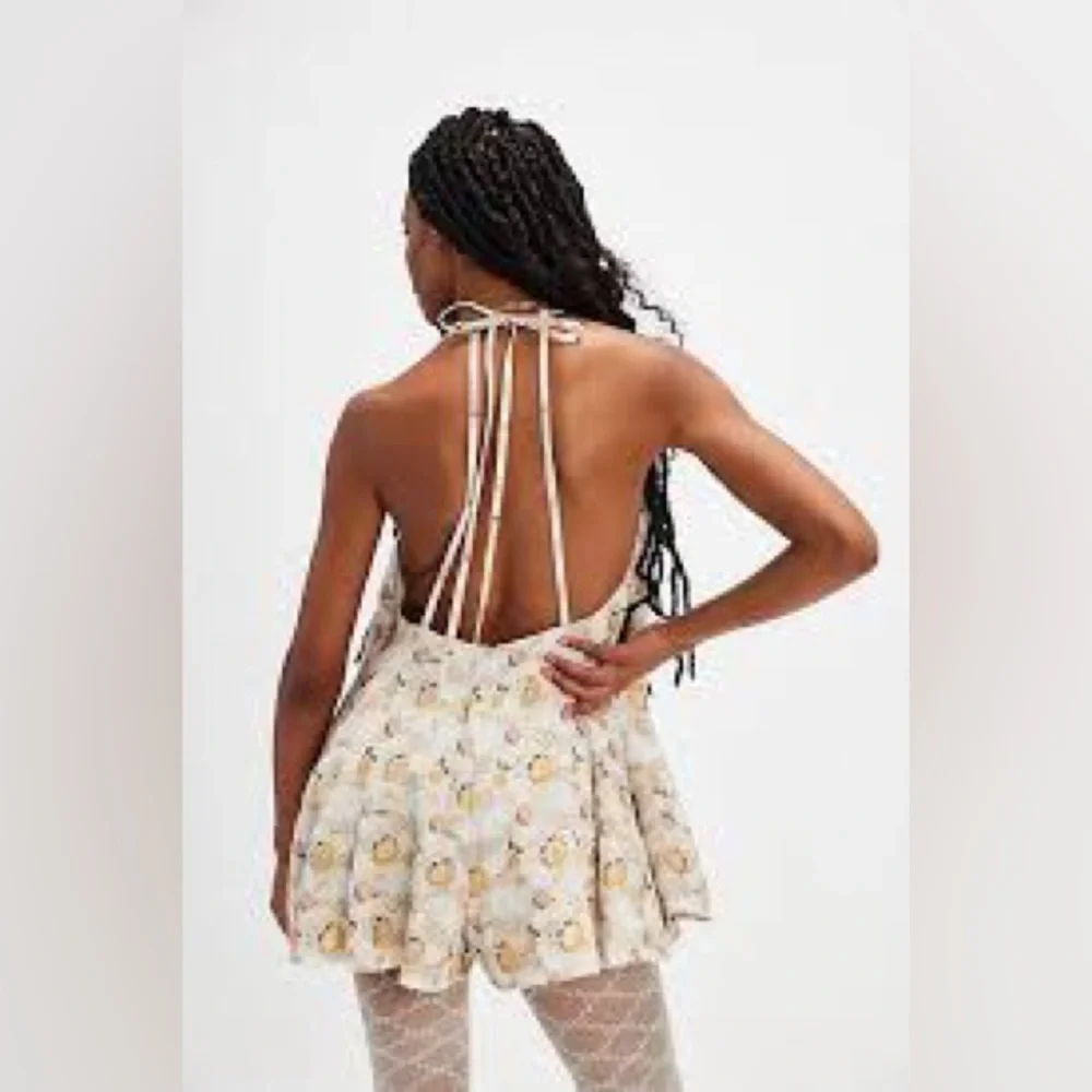 FREE PEOPLE CHIARA PLAYSUIT FLORAL EMBROIDERY PINK , CREAM AND GOLD ROMPER